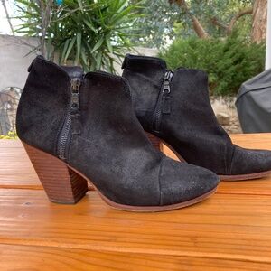 Rag and Bone Black Suede Margot Zippered Heeled Boots Made in Italy Size 39